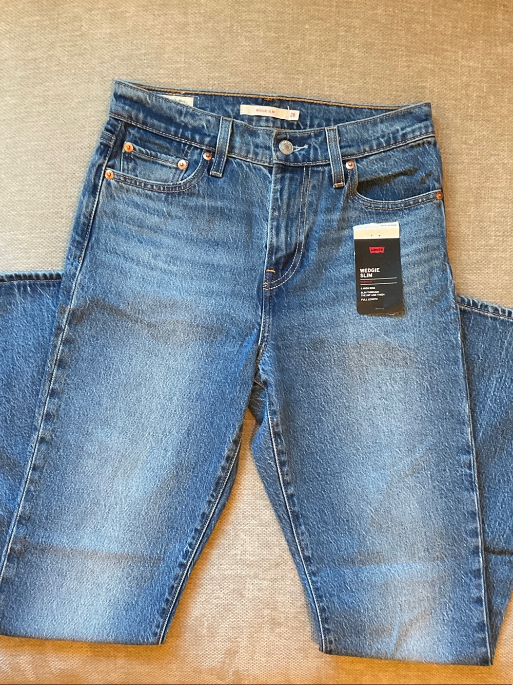 Levi's Medium Blue Wedgie Slim Stretch High Rise  Jeans